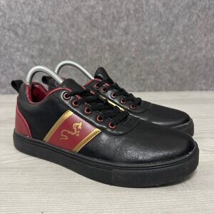 Disney Mulan Mushu‎ Women's Sz 8 Faux Leather Lace-Up Sneakers Black Red Gold